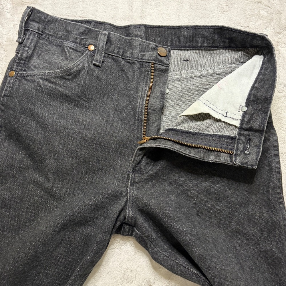 VTG 70s Wrangler Jeans 936BLK (Fits 31x34) Cowboy Cut Black Scovill Zip USA Made - Picture 3 of 10